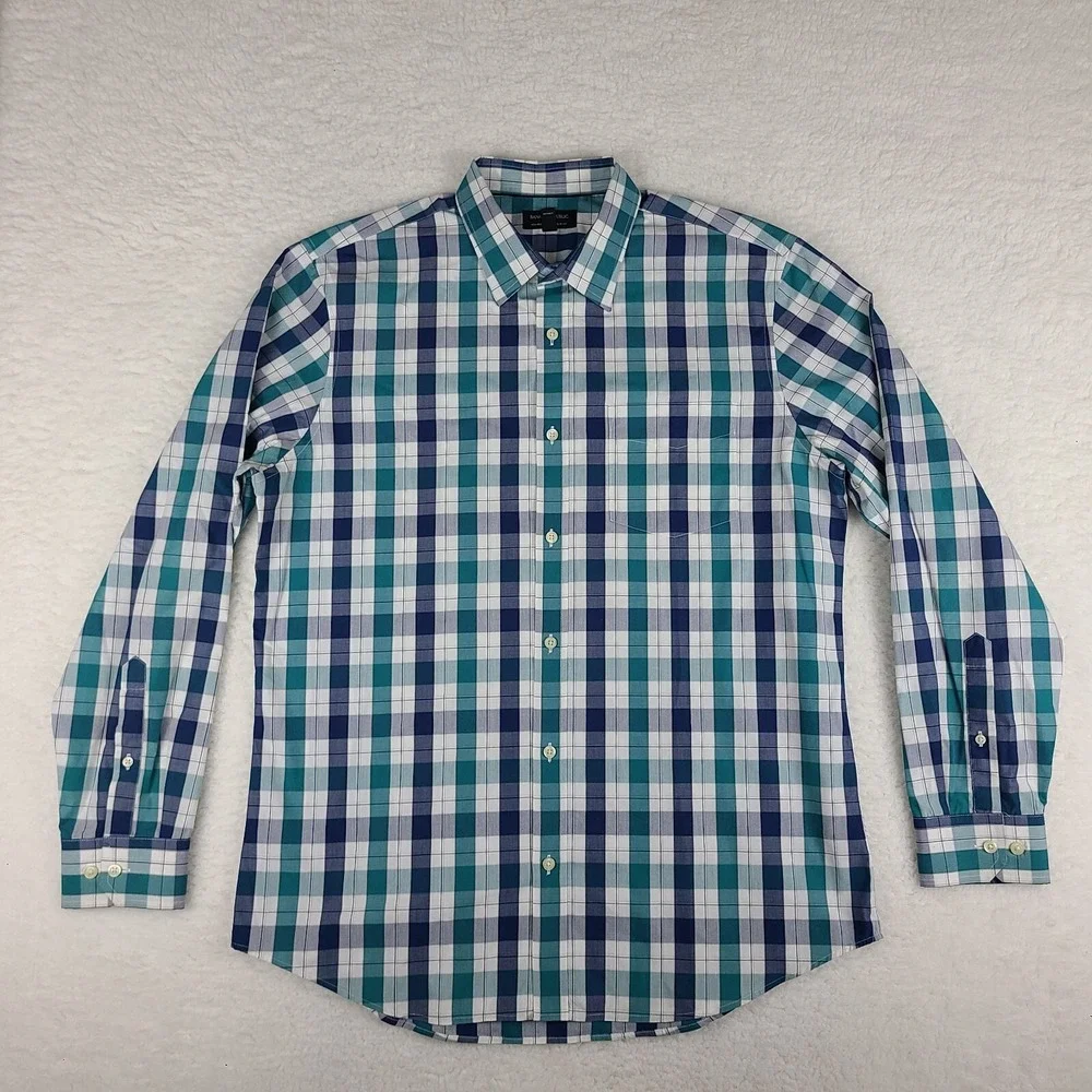 Banana Republic Shirt‎ Mens XL Blue Teal Tailored Slim Fit Dress Button Up *